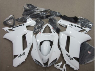 2007-2008 White Kawasaki ZX6R Bike Fairings
