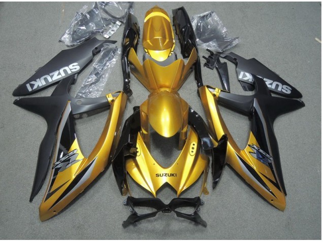 2008-2010 Black Gold Suzuki GSXR600 Motor Bike Fairings