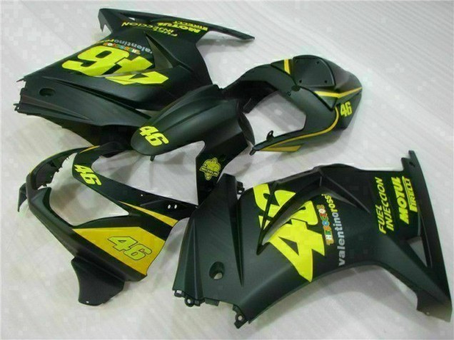 2008-2012 Black Yellow 46 Kawasaki EX250 Motorcycle Fairings Kit