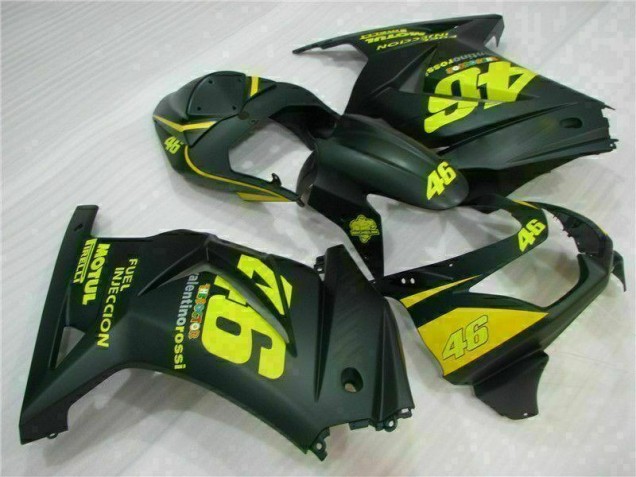 2008-2012 Black Yellow 46 Kawasaki EX250 Motorcycle Fairings Kit