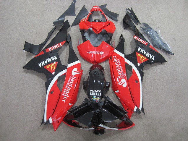 2008-2016 Black Red White Santander Yamaha YZF R6 Bike Fairings 2008-2016 Black Red White Santander Yamaha YZF R6 Bike Fairings
