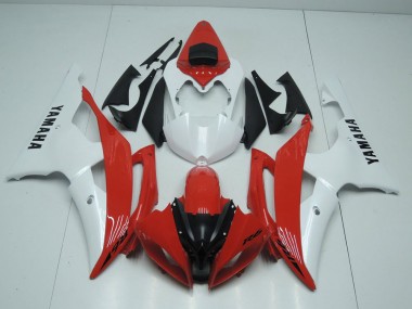 2008-2016 Red and Pearl White Yamaha YZF R6 Motorcycle Replacement Fairings