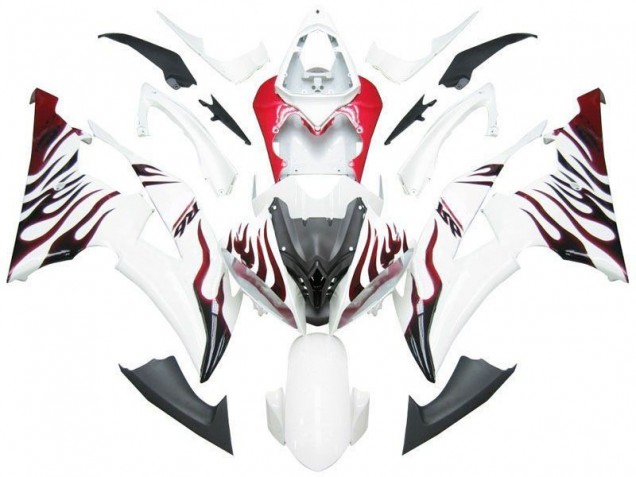 2008-2016 White Red Flame R6 Yamaha YZF R6 Motorbike Fairing
