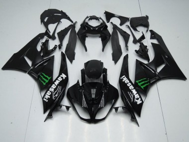 2009-2012 Black with Monster Kawasaki ZX6R Replacement Motorcycle Fairings