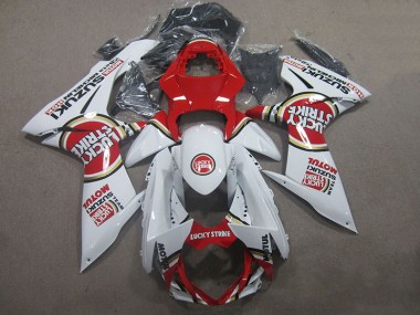 2011-2021 White Lucky Strike Red Motul Suzuki GSXR600 Motorcycle Fairings Kits